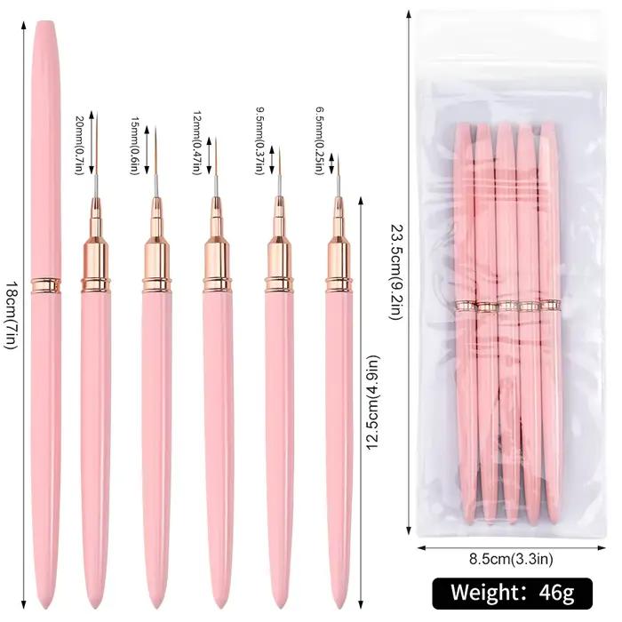 5/10 pièces rose/noir Nail Art Liner/pinceaux de peinture outil de dessin de ligne Ultra-mince 4/8/1