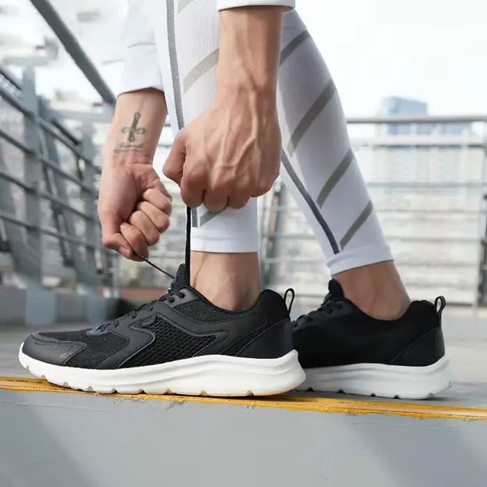 Xtep-Chaussures de course en maille respirante pour homme, baskets de sport, marathon, noir, blanc,