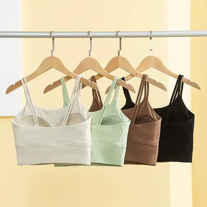 Soutien-gorge de sport sans couture pour femme, respirant, crop top de fitness, dos élégant, push-up