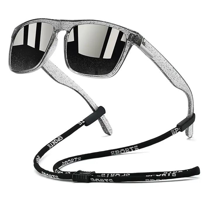 Lunettes de soleil avec chaîne pour hommes et femmes, carrées classiques, pour la conduite, la pêche