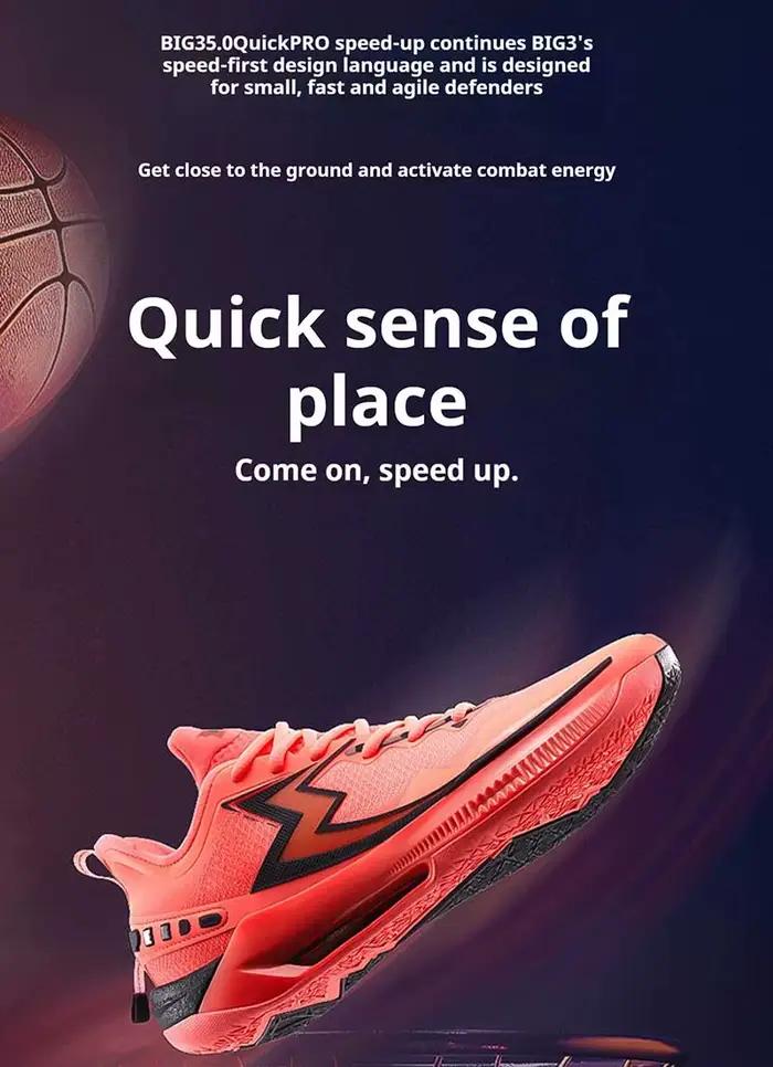 361 degrés BIG3 5.0 Quick Pro hommes chaussures de basket-ball plaque de carbone respirant Stable Fl