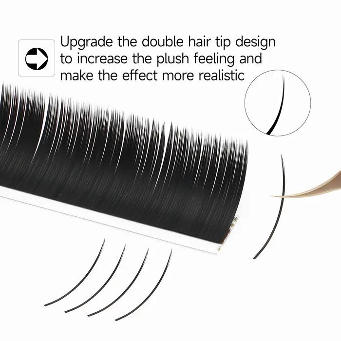 XIUSUZAKI Ellipse plat cils pointes fendues mat gris noir couleur Super doux doux naturel Extension