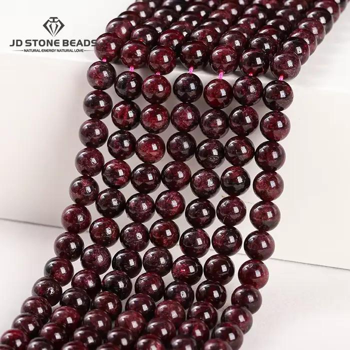 Perle de grenat rouge foncé en pierre naturelle 1A, entretoise ronde adt, taille de choix 4mm, 6mm,