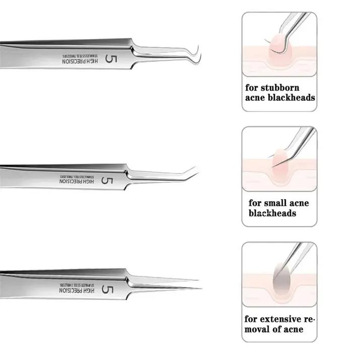 Allemand Ultra-fin N° Pincettes à Clip pour points noirs, 5 cellules, pour Salon de beauté, spécial