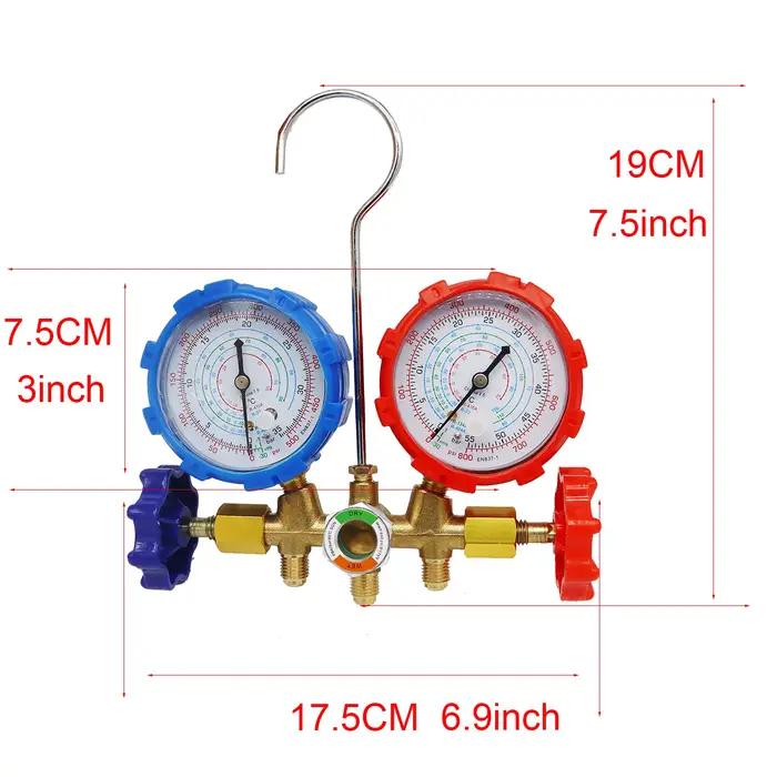 Ensemble de jauges de collecteur de réfrigérant, outil de Diagnostic de climatisation, tuyau à croch