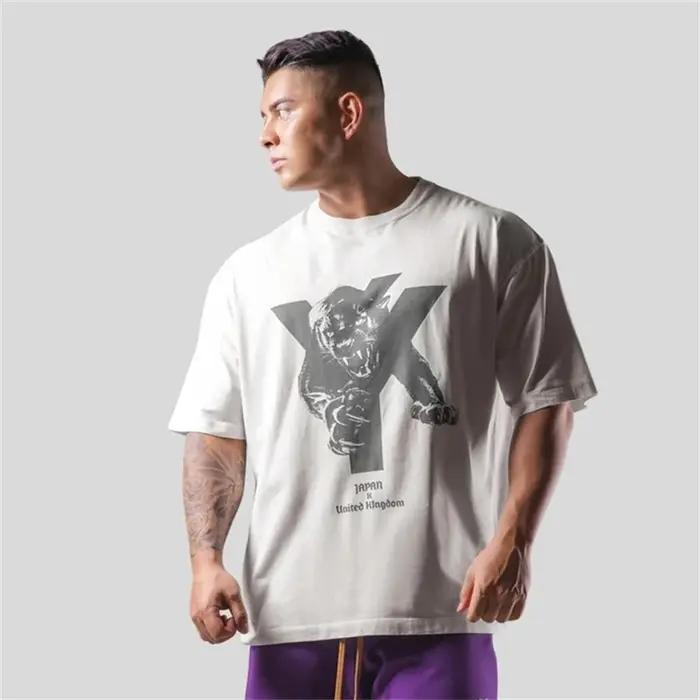 Circft Respzed T-shirt de sport en coton imprimé léopard pour hommes, vêtements de rue décontractés,
