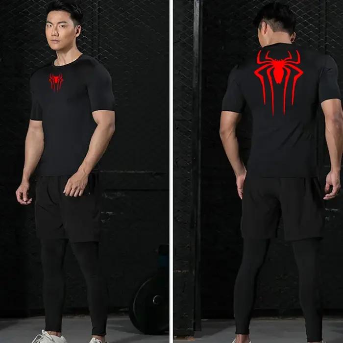 Haut sport chemise de course hommes T-shirt Fitness T-shirt court séchage rapide travailler collants