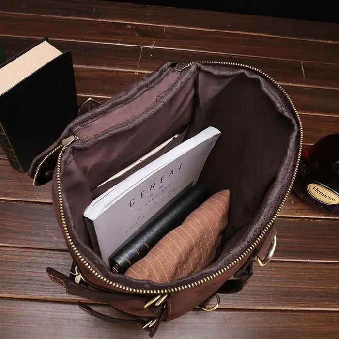 Luufan Design Unique sac à dos en cuir pour hommes Vintage Crazy Horse cuir seau sac à dos grand hom