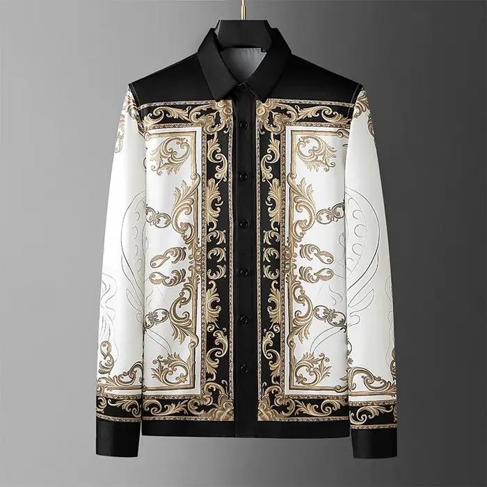 Chemise de Style palais de marque pour hommes, coupe cintrée, chemises sociales décontractées, haute