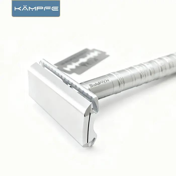 Rasoir de sécurité à double tranchant KAMPFE pour hommes, en aluminium, fabriqué avec un procédé CNC