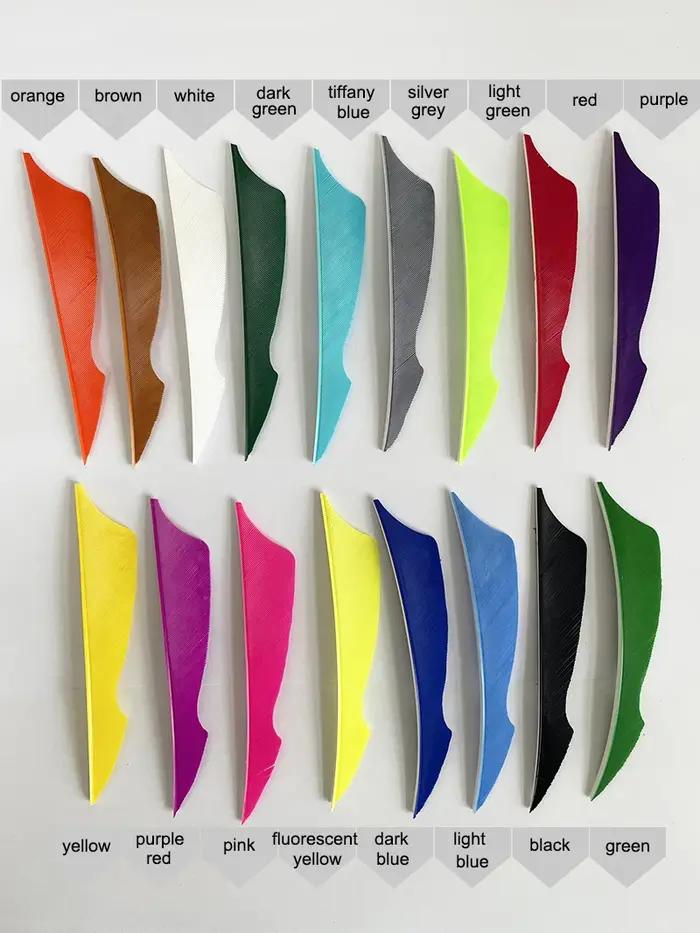 100 pièces IBOUNFOX 4 pouces plumes de flèche de dinde naturelle forme de piqûre Fletches de tir à l