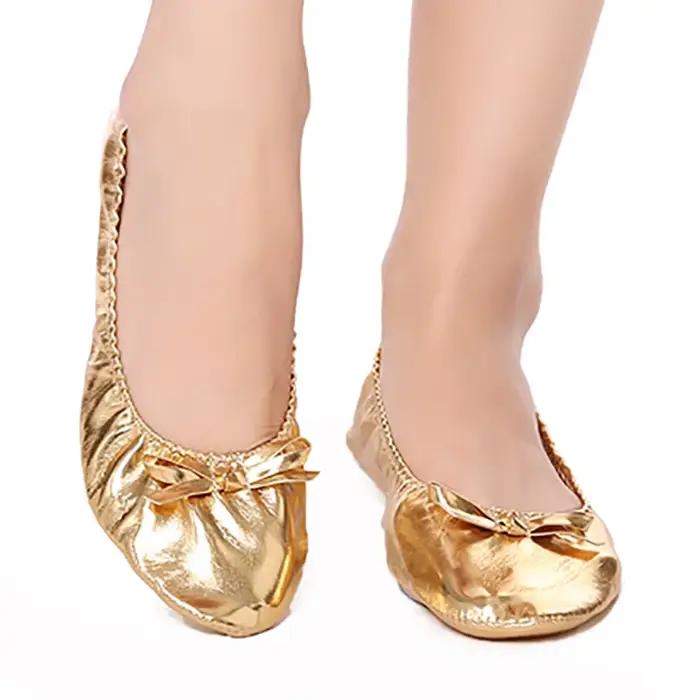 USHINE EU27-41 en cuir doré yoga pantoufles professeur gym intérieur exercice ventre ballet danse ch
