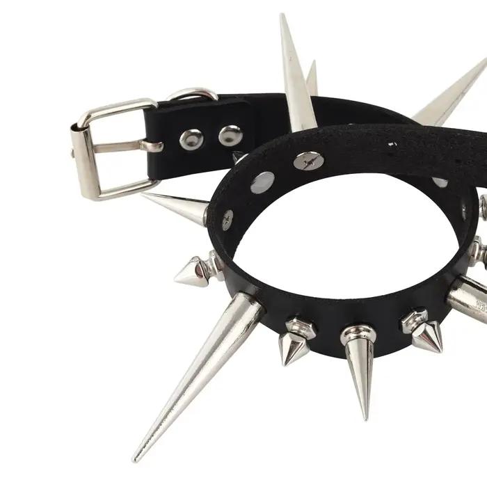 Collier ras du cou Punk en Faux cuir pour femmes et hommes, longs Rivets cloutés, Style gothique, ac