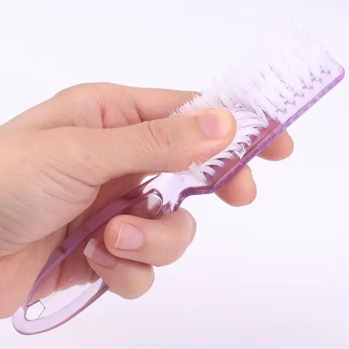 Brosse à ongles transparente, brosses de nettoyage, poignée en plastique, nettoyeur de brosse multif