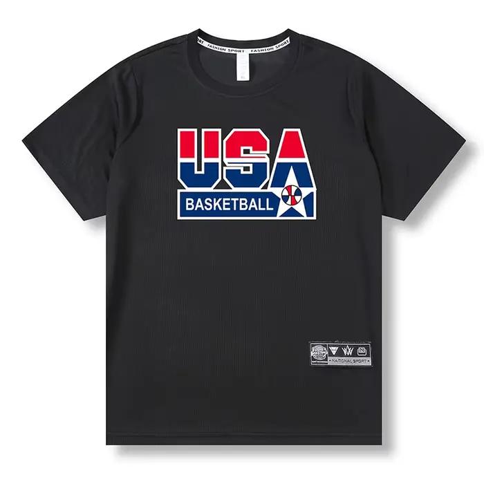 T-shirt manches courtes pour hommes, ample, course à pied, rue, basket-ball, gymnastique, lettre imp
