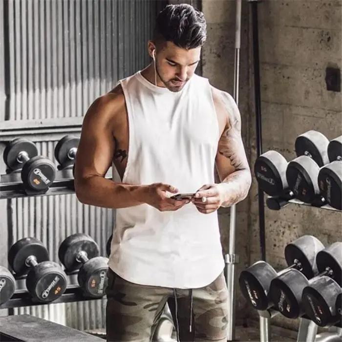 Gilets unis pour hommes, débardeur musculaire de musculation, Fitness, Sport, T-Shirt ample sans man