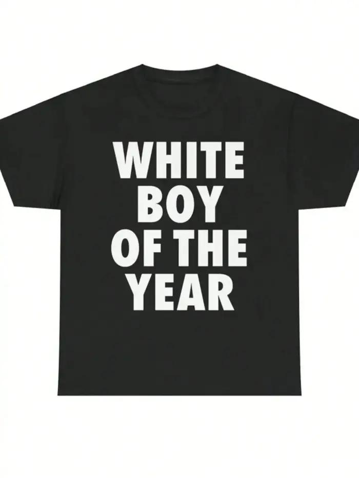Blanc garçon de l'année t-shirts imprimé à manches courtes T-shirt rétro décontracté Streetwear Vint