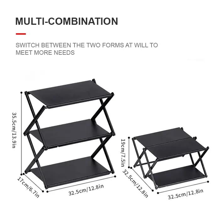 WESTTUNE Camping support à trois niveaux extérieur pliant étagère de rangement Portable organiseur d