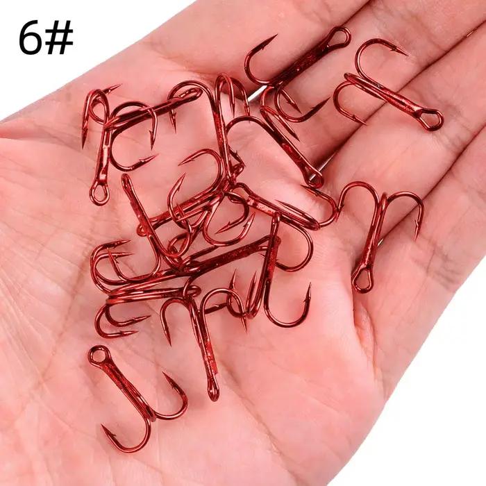 Lot de 10 hameçons rouges en acier à haute teneur en carbone, crochets ronds et courbés pour la pêch
