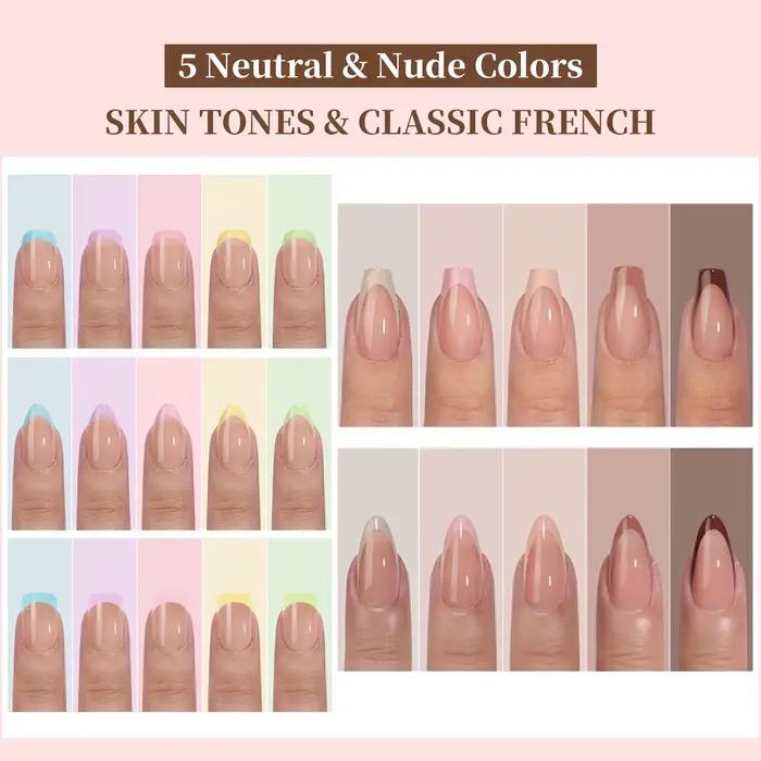 150 pièces multi-tailles faux ongles presse sur ongles acryliques amande français portant armure amo