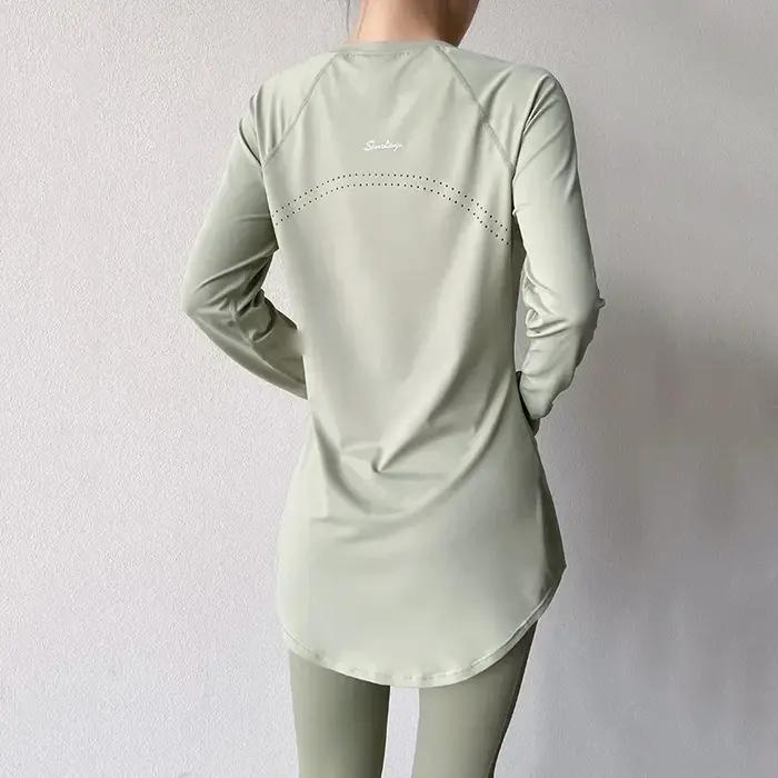 Vêtements de yoga à manches longues pour femmes, vêtements de sport pour femmes, chemisiers de cours