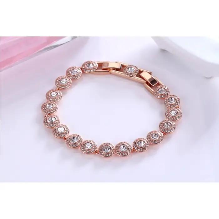 Ensemble de bijoux ronds en cristal, goutte d'eau, haute, à la mode, éblouissant, Bracelet, boucle d