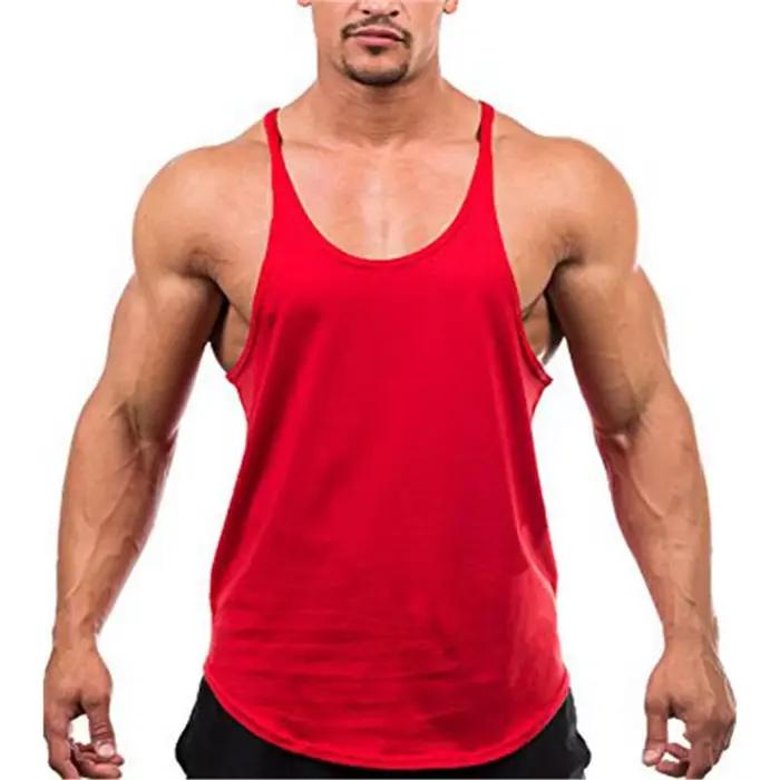 Débardeur musculaire uni pour hommes, Fitness, musculation, course à pied, Sport, gilets sans manche
