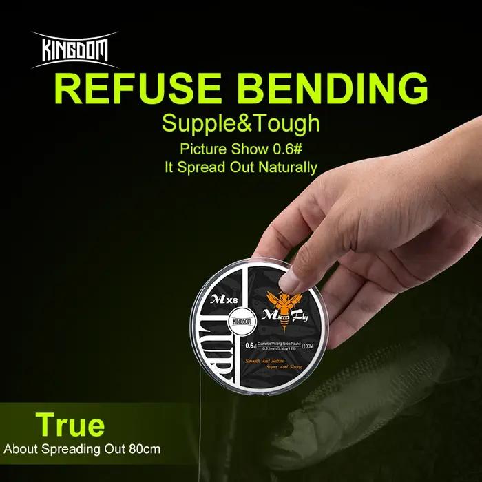 Kingdom Micro Fly 100M 150M tresse PE ligne de pêche 4 brins 0.2 # /0.4 # /0.6 # Distance de coulé