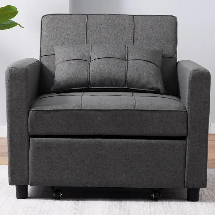 HORGgland O-Canapé-lit simple avec 3 inclinaisons réglables, fauteuil convertible, chaise longue ner
