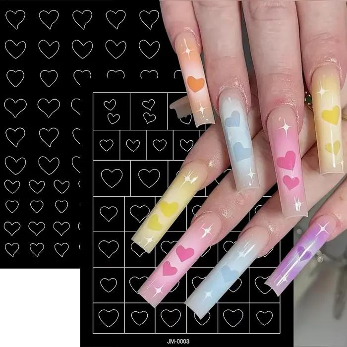 Autocollants pour ongles, pochoir d'aérographe, 24 modèles, 1 pièce, papillon/cœur/ligne française,
