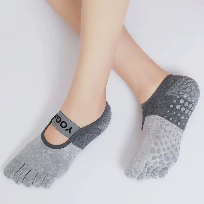 Chaussettes de yoga à cinq doigts antidérapantes pour femmes - Respirantes en silicone pour pilates et ballet