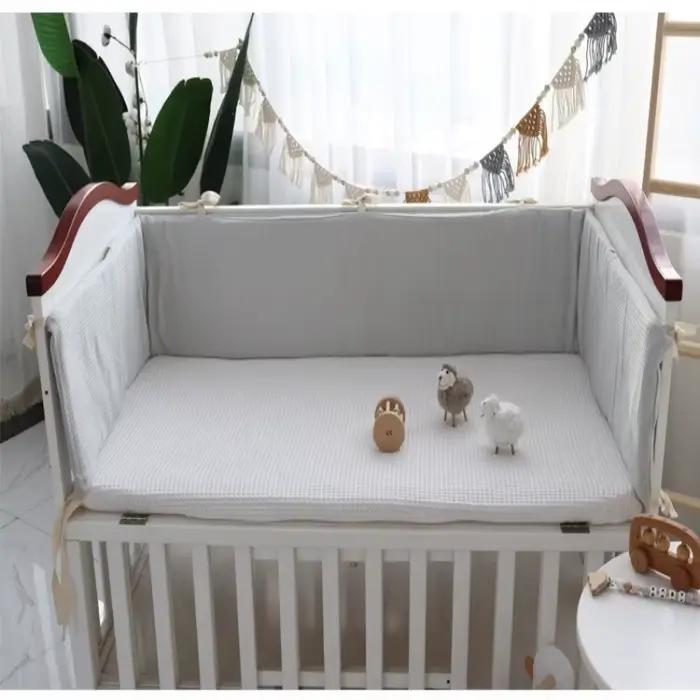 Ensemble de pare-chocs de berceau de bébé lavable en coton gaufré une pièce pour les nouveau-nés pou
