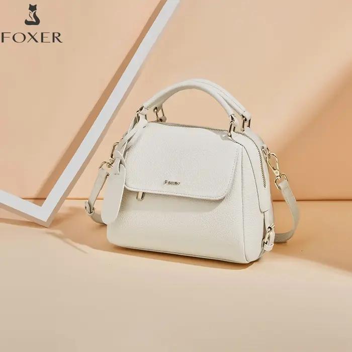 Sac à main femme FOXER 2026 en cuir de vachette, sac à bandoulière de luxe léger pour le quotidien e