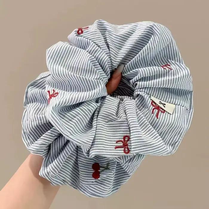 2 pièces de bandeau serré cerise à nœud rayé bleu de style coréen exquis, nouveau accessoire de chev