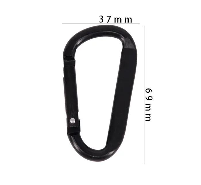 Mousqueton en alliage d'aluminium noir, anneau en D, Clip de porte-clés de Camping, mousqueton, Kit