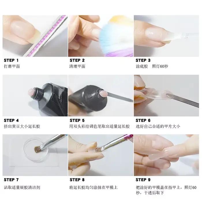 Gel d'extension d'ongles en Poly acrylique, 30ml, UV LED, Extension rapide du modèle en cristal, col