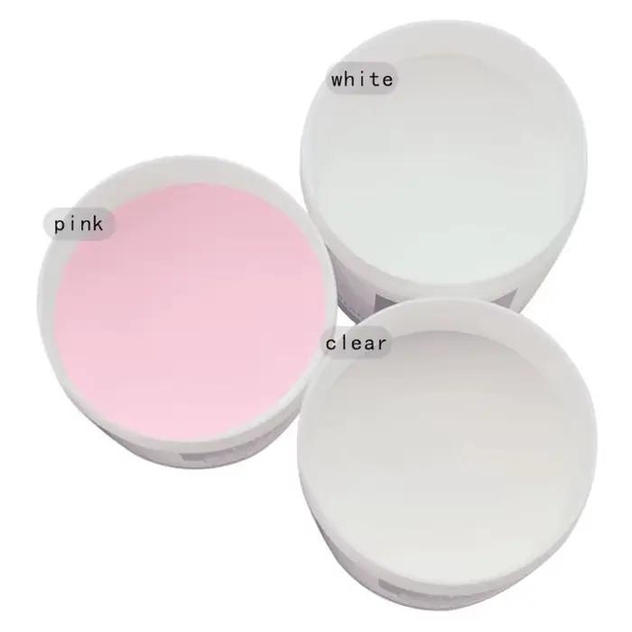 Poudre à ongles acrylique transparente/rose/blanc, 3 couleurs, poudre polymère cristal sculptée, ver