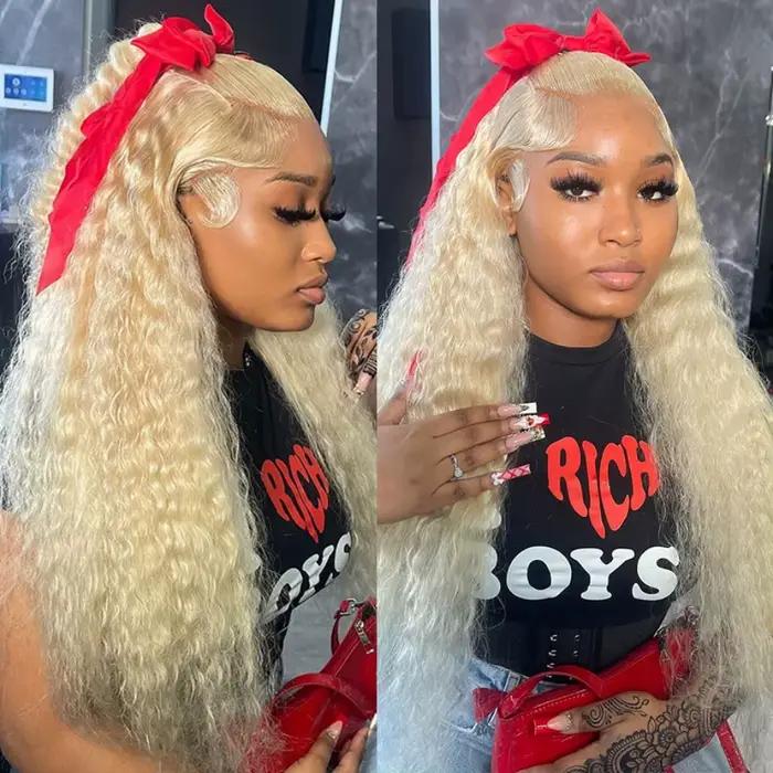 8-32 pouces vague profonde paquets de cheveux humains Remy cheveux brésiliens 613 couleur Blonde vag