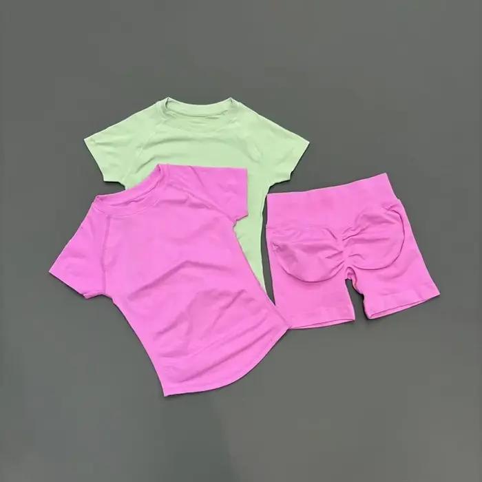 Ensemble de sport 2 pièces HISTELLO Df couleur unie tenue de yoga sans couture pour femmes fitness yoga danse course à pied occasions spéciales