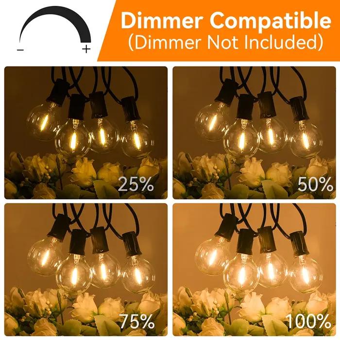 Guirxiété lumineuse LED avec ampoule rétro, 150 pieds, G40, nickel é, connectable, Noël, jardin, déc