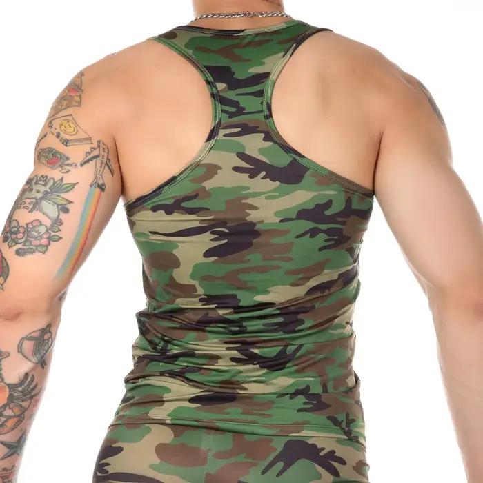 Gilet musculaire homme sans manches vêtement fitness camouflage musculation gymnase occasion sportive