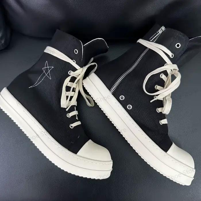 Ro Design classique botte en toile noire chaussure haute hommes chaussures décontractées de luxe fermeture éclair femmes