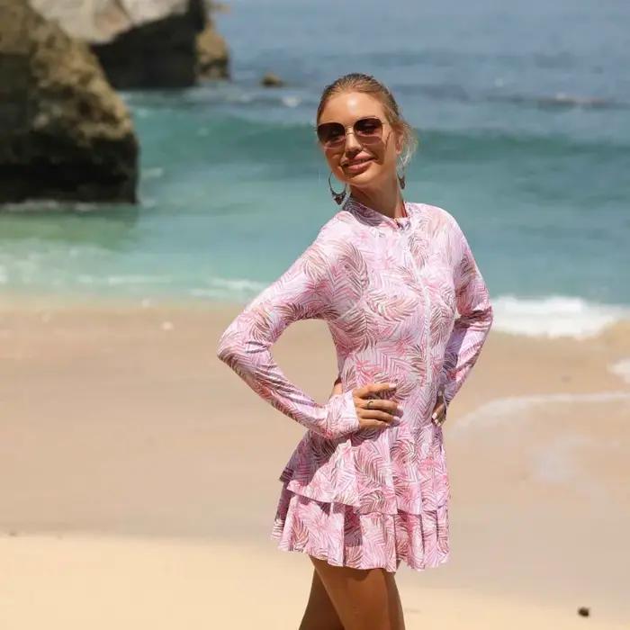 Maillot de bain une pièce pour femmes, combinaison de surf à manches longues, pour filles, Protectio