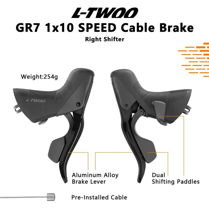 Ensemble de vitesses 1x10 LTWOO GR7 avec levier R/L dérailleur arrière et cassette ZRACE pour vélos à gravier et cyclo-cross