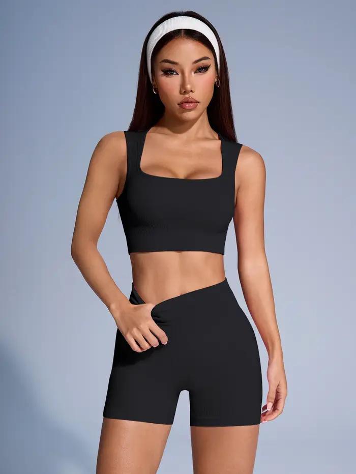 Ensembles de yoga côtelés sans couture Ensembles d'entraînement pour femmes 2 pièces Costumes de spo