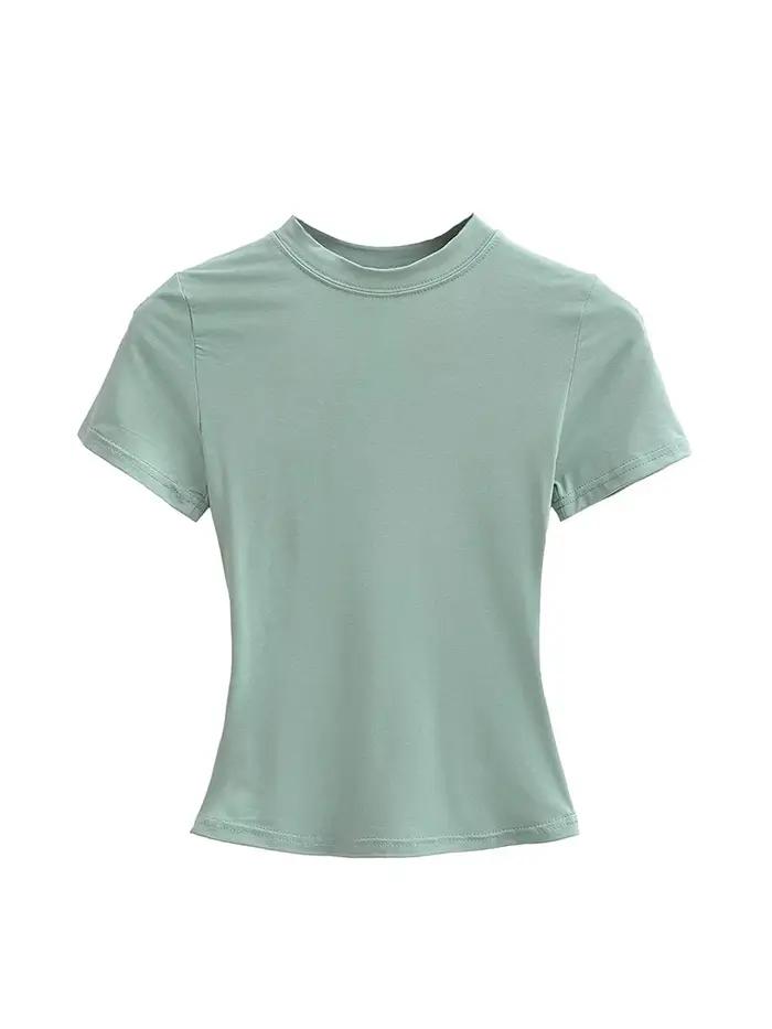T-shirt manches courtes pour femmes, décontracté, de haute qualité, Sexy, Slim, tendance, couleur un