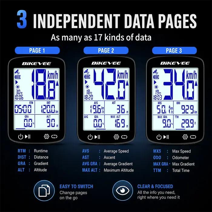 Ordinateur de vélo GPS rechargeable sans fil pour vélo de montagne et de route compteur de vitesse odomètre chronomètre