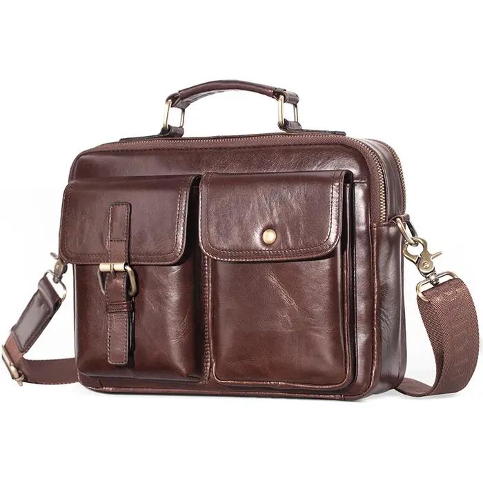 Tout nouveau sac de messager en cuir de vachette hommes sac à main en cuir véritable mâle voyage Pad