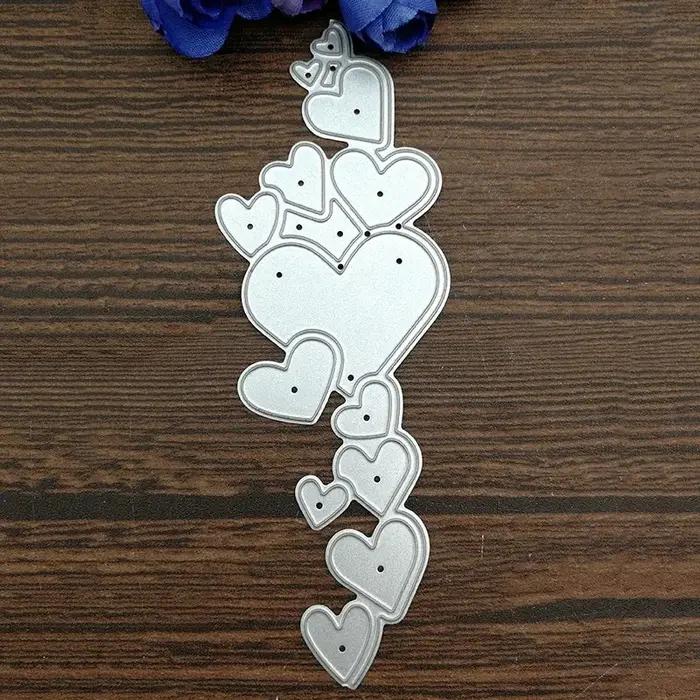 Matrices de découpe en métal avec cadre de bord en dentelle en forme de cœur, pochoirs pour Scrapboo