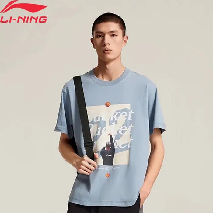 Li-ning hommes JIMMY BUTLER basket-ball T-shirt 73% coton 27% Polyester coupe ample doublure respira